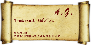 Armbrust Géza névjegykártya