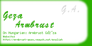 geza armbrust business card